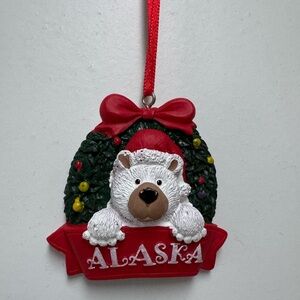 Alaska Holiday Bear Ornament - Red and White